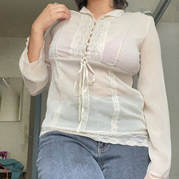 See through cream blouse - Picture 3 of 3